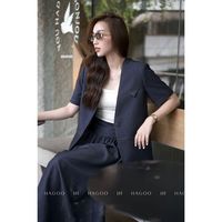 Blazer de Lana para Mujer al por Mayor, Manga Corta, Bordado, con Botones, Ajustado, Transpirable, Informal, para Oficina, Ropa de Trabajo, B677