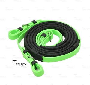 Bridon d'anglaise en PVC bicolore personnalisé avec rênes confortables et durables |   Ensemble de bridonnettes d'équitation synthétiques vert néon imperméables - Product Image 3