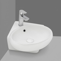 Mini lavabo ovale mural en céramique durable pour salle de bain, gain de place, lavabo de toilettes à poser sur comptoir, bol de lavage des mains