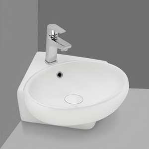 Mini Oval Corner Wash Basin Durable Ceramic Wall Hung <b>Bathroom</b> <b>Sink</b> Space Saving Countertop Toilet Lavatory PieHand Washing Bowl - Product Image 4