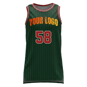 Maillot de basket-ball personnalisé pour femmes, vert foncé à rayures fines, uniforme d'entraînement d'équipe, maillot de sport sans manches en maille respirante - Product Image 1