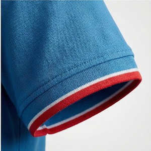 Polo à manches courtes bleu pour homme, en coton piqué, décontracté, respirant, coupe classique, design tricoté uni - Product Image 6