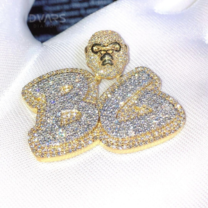 Pendentif Lettre Prénom Rond en Moissanite VVS, style Hip Hop Bling, testé au diamant, en Argent Sterling 925, Luxe - Product Image 4