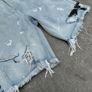 Vaqueros de hombre personalizados con estampado de pedrería, estilo vintage, holgados, con cordones dobles en la cintura, estilo urbano, 100% denim. - Product Image 4