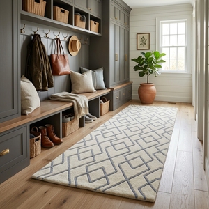 Factory Supply Custom Geometric <b>Hallway</b> <b>Runner</b> Rug Modern Hand Tufted Wool <b>Carpet</b> Luxury Long Floor <b>Runner</b> Manufacturer - Product Image 6