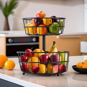 Corbeille à fruits en métal de haute qualité, élégante, pour le rangement sur comptoir, idéale pour les fruits frais, les légumes et l'utilisation en cuisine - Product Image 2