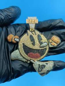Colgante Personalizado de Personaje de Dibujos Animados Pacman, Plata de Ley 925, Estilo Hip Hop, Joyería de Moda, Colgante Personalizado con Incrustaciones de Diamantes - Product Image 6