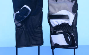 Gants de moto en cuir véritable et tissu maillé respirant, noirs/gris, compatibles écran tactile, logo personnalisé, vente en gros - Product Image 5