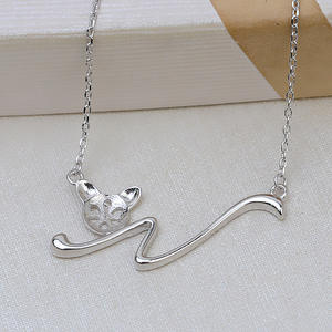 จี้หัวแมวเงินแท้ S925 ขนาด 7-8 นิ้ว พร้อมสร้อยคอสำหรับทำเครื่องประดับ DIY แบบกึ่งสำเร็จรูป พร้อมฐานสำหรับฝังอัญมณี - Product Image 3