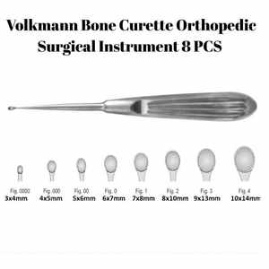 Juego de Curetas Óseas Volkmann de 8 Piezas, Plateadas, Instrumentos Quirúrgicos Manuales Profesionales Ortopédicos, Kit de Acero Inoxidable Astrin - Product Image 6
