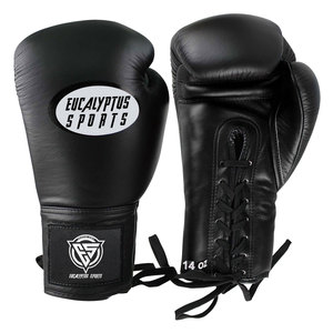 Guantes de boxeo con cordones de cuero PU de alta calidad personalizables con logotipo personalizado equipo de lucha moldeado a mano para artes marciales - Product Image 4