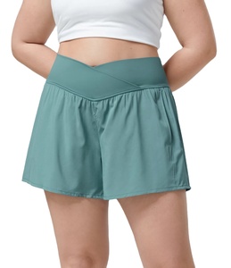 Shorts Deportivos de Cintura Alta Elástica de Secado Rápido 100% Algodón para Mujer, Marca Privada, para Fitness, Gimnasio, Yoga - Product Image 1
