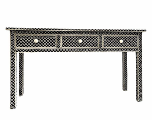 Mesa Consola Moderna de 3 Cajones con Patrón de Peces e Incrustaciones de Hueso, Decoración de Lujo para el Hogar, Hotel, Villa, Almacenamiento para Habitaciones - Product Image 1
