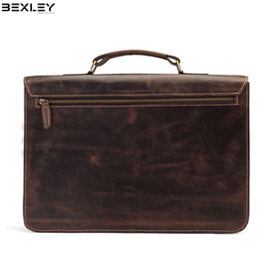 Nuevo Maletín de Cuero Vintage de Moda con Bolsillos de Doble Hebilla, Logotipo Personalizado, Cierre de Cremallera de Cuero Genuino, Bolsas para Portátil - Product Image 2