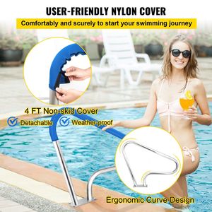 39x32 bordo piscina 250LBS capacità di carico 304 acciaio inossidabile antiruggine corrimano blu impugnatura copertura M8 punta trapano auto-Taping modello - Product Image 3