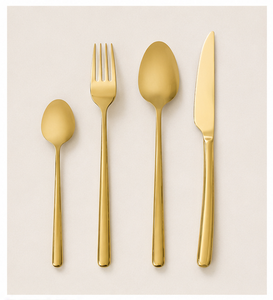 Ensemble de couverts modernes écologiques en or, poli miroir, en acier inoxydable, avec logo personnalisé, pour mariage, fête, hôtel, restaurant, directement de l'usine - Product Image 3