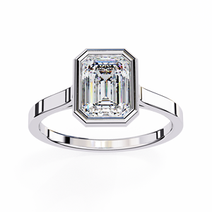 1.3ct Emerald Brilliant Cut E VVS Lab Grown Diamond IGI Certified 10K <b>Solid</b> White Gold Trendy Solitaire Engagement Ring - Product Image 2