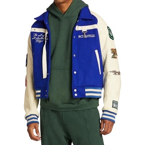 Veste universitaire à imprimé de logo côtelé personnalisé pour hommes veste de baseball nouveau design avec col montant pour l'hiver - Product Image 6