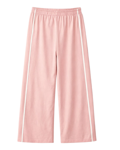 Custom Women Wide Leg Sweatpants <b>Light</b> PInk Side Stripe High Waist Loose Fit Casual Track Pants Elastic Drawstring Lounge Wear - Product Image 2