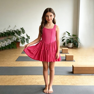 Pakaian Olahraga Anak Cepat Kering Yoga 2 Potong Set Tank Top Rok Tenis Perempuan Pakaian Aktif - Product Image 3