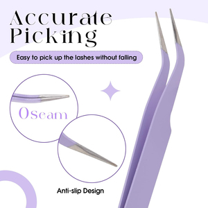 Precision Stainless Steel <b>Eyelash</b> Tweezers Smooth Tip Purple Professional Lash Extension Eyebrow Shaping <b>Beauty</b> <b>Tool</b> Anti Static - Product Image 4