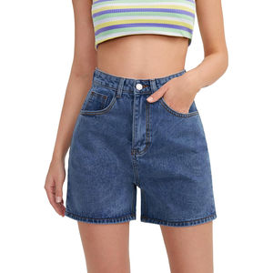 Shorts de Mezclilla Rectos de Cintura Alta, Estilo Americano, Casuales para Mujer, con un Corte Moderno - Product Image 1