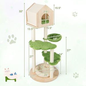 Torre per Gatti Classica Solida a 5 Piani XL, Villa per Gatti con Tiragraffi, Struttura per Arrampicata per Animali Domestici Imballata in Cartone - Product Image 4