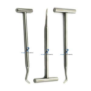 Ensemble d'élevateurs dentaires manuels en acier inoxydable, type Potts, à poignée en T, leviers chirurgicaux pour os, certifiés CE, pour extraction radiculaire et parodontale - Product Image 1