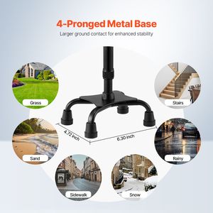 Bastone da Passeggio in Alluminio alla Moda, Regolabile in Altezza a 10 Livelli, Base Stabile a 4 Punte, Leggero e Portatile - Product Image 4