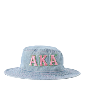 Sombrero de Mezclilla AKA Denim Boonie Rosa con Letra Bordada, Ala Ancha, Ajustable, de Algodón, para Exteriores, Casual, Protección Solar - Product Image 2