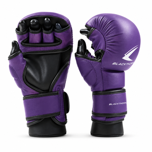 ถุงมือชกมวย MMA แบบสั่งทำพิเศษ สำหรับฝึกซ้อมคิกบ็อกซิ่ง มวยไทย ระบายเหงื่อได้ดี ปิดแบบผูกเชือก สายรัดข้อมือแบบตีนตุ๊กแก วัสดุ PU+ฟองน้ำ - Product Image 5