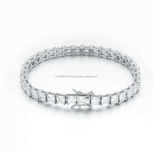 Hip Hop Jewelry Iced Out Rhodium & Gold Plated 925 Sterling Silver VVS Moissanite Diamond Tennis Bracelets for <b>Men</b> Party - Product Image 1