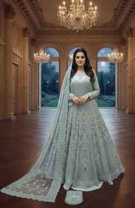 Vestido de novia con bordado dabka hecho a mano, viscosa de primera calidad, secado rápido, absorción de humedad, sin arrugas, protección solar para fiestas. - Product Image 4