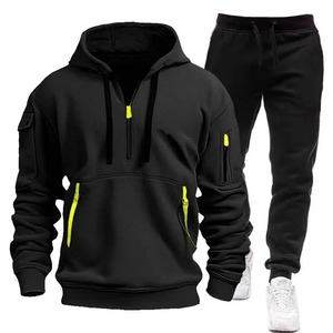 Conjunto Deportivo con Capucha para Hombre, Pantalones Largos con Cordón, Color Sólido, Ropa Casual de Otoño, Material Transpirable de Poliéster - Product Image 3