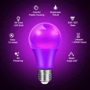 Confezione da 2 Lampadine LED a Luce Blu da 9W (Equivalente a 60W) con Attacco E26 per Illuminazione Domestica, Festiva, Matrimoni, Bar, Decorazioni e Illuminazione per Feste - Product Image 3