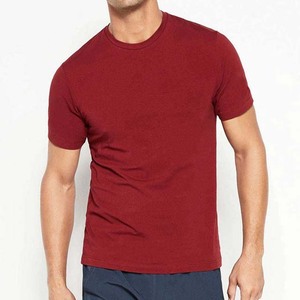 เสื้อยืดคอกลมแขนสั้นทรงเข้ารูปสำหรับผู้ชาย สีพื้น ผ้าคอตตอนเจอร์ซีย์ สวมใส่สบาย สีแดง เสื้อยืดผู้ชายสำหรับฤดูร้อน มีจำหน่าย - Product Image 1
