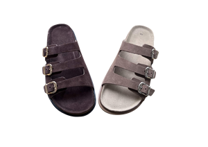 Brown Suede Slip on Platform Sandals with Buckle Open Toe Soft EVA Outsole Summer Wear - Product Image 3