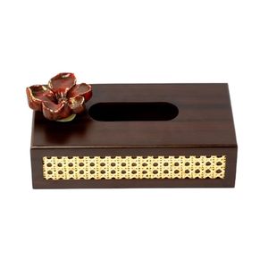 Boîte à mouchoirs en bois contemporaine, porte-mouchoirs décoratif avec accent floral pour la maison, l'hôtel, le restaurant - Product Image 1