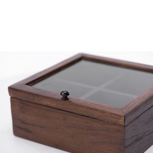 LUCI Chic Square Tea <b>Box</b> Stylish With Glass and Functional for Organizing Your Favorite Teas for Tea Fans Wooden Jewelry <b>Box</b> - Product Image 3