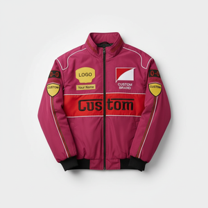 เสื้อแจ็คเก็ตแข่งรถปักโลโก้ตามสั่ง สไตล์สตรีทแวร์สำหรับผู้ชาย แจ็คเก็ตบอมเบอร์ปักลาย ผู้ผลิต OEM - Product Image 4