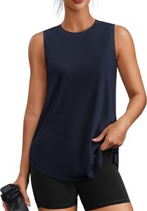 Camiseta sin mangas personalizada para mujer, color naranja, cuello redondo, de secado rápido, tejida, estilo deportivo, longitud regular. - Product Image 6