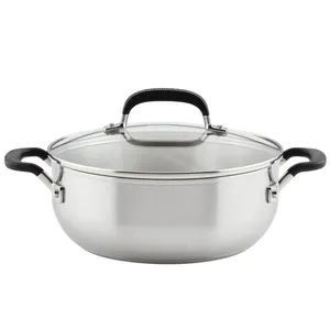 Olla de Acero Inoxidable Decorativa Premium con Asas Elegantes, Tapa Metálica Hecha a Mano, 24 cm, Apta para Horno - Product Image 4