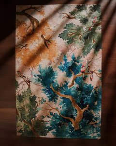 Machine Made Bird Branch Area Rug Modern Nature Bedroom & Hallway Decor Soft Textured Medium Pile <b>Rubber</b> <b>Backed</b> Polyester <b>Carpet</b> - Product Image 1