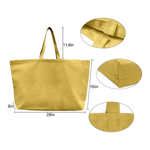 Custom Logo And Solid Color Eco Friendly And Cotton <b>Canvas</b> <b>Tote</b> Bag Large Capacity Hand Carry For Shopping Travel Shoulder Bag - Product Image 4
