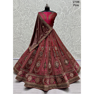Collections de velours de mariée indienne pour mariée avec Zarkhan Work par Fabzone Model FZBELLA - Product Image 6
