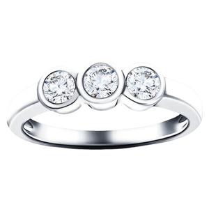 Anillo de compromiso de diamantes de tres piedras de 2,0 quilates, ajuste de bisel, oro blanco de 18 quilates, diamantes cultivados en laboratorio, anillo de compromiso directo del fabricante - Product Image 2