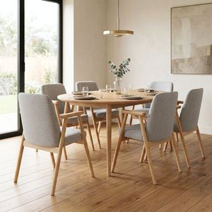 Chaise de salle à manger moderne en bois, fauteuil rembourré en tissu beige avec pieds en bois massif pour restaurant, salle à manger, salon, maison - Product Image 4