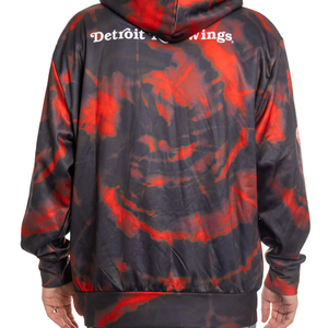 <b>Men's</b> Hooded Sweatshirt Red <b>Black</b> <b>Tie</b> Dye Detroit Red Wings Logo Sublimation Print Casual Regular Fit Polyester Knitted Style - Product Image 2