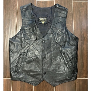 Chaleco de Cuero Genuino para Hombre, Estilo Patchwork, con Parche de Motocicleta Wild Horse Desert MC, Chaqueta sin Mangas Estilo Western - Product Image 3