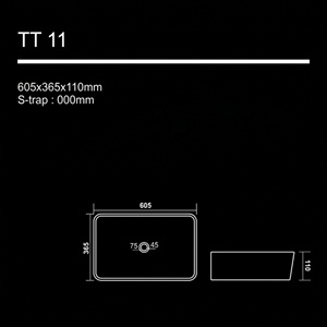 Rectangle Ceramic Wall Mount Bathroom <b>Sink</b> Minimalist Design Smooth Surface White - Product Image 3